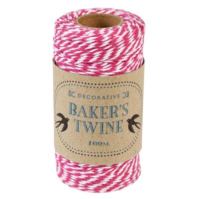 Rouleau de ficelle (100m) - Rose et blanc