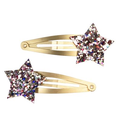 Glitter star hair clips (set of 2) - Fairies in the Garden