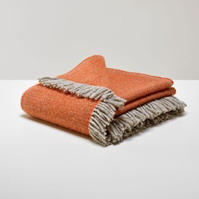 Large French Tangerine Pyrenean Wool Throw