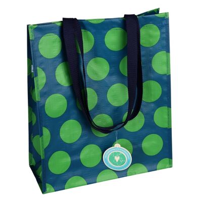 Einkaufstasche - Grün auf Blau Spotlight