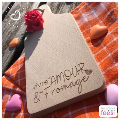 Small "live on love & cheese" cutting board (Valentine's Day, housewarming, aperitif, brunch)