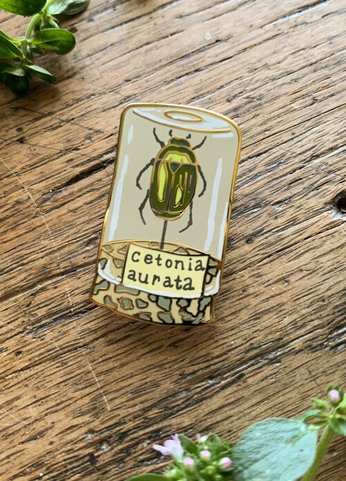 Beetle Specimen Jar Entomology Enamel Pin Badge