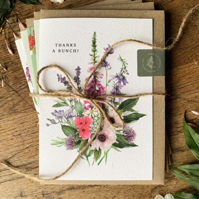 Lot de 5 cartes de vœux florales botaniques aquarelles