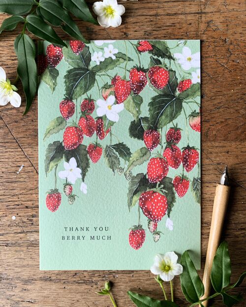 Thank you Berry Much Botanical Watercolour Greetings Card