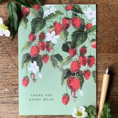 Merci Berry Much Carte de voeux aquarelle botanique