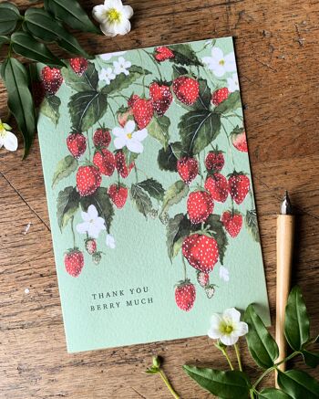 Merci Berry Much Carte de voeux aquarelle botanique 2