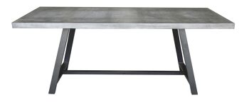 Table à manger Novum table en béton 200x90x75 cm structure en acier noir 1