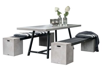 Table à manger Novum table en béton 200x90x75 cm structure en acier noir 2