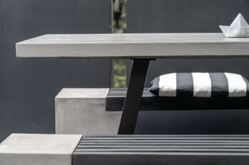 Table à manger Novum table en béton 200x90x75 cm structure en acier noir 3