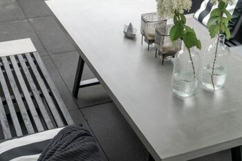 Table à manger Novum table en béton 200x90x75 cm structure en acier noir 4