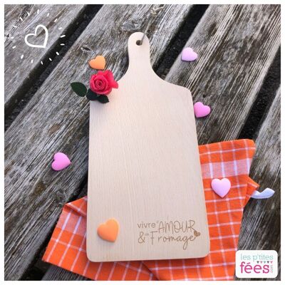 Cutting board "live on love & cheese" (Valentine's Day, aperitif, brunch)
