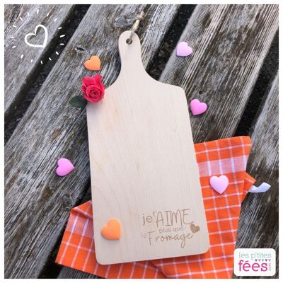 Cutting board "I love you more than cheese" (Valentine's Day, aperitif, brunch)