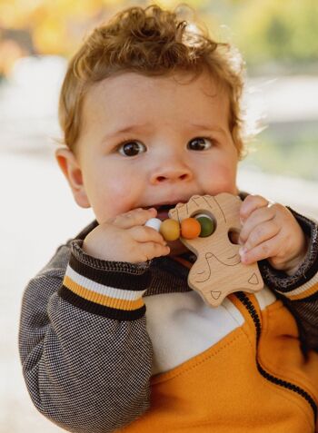 Hochet bois et silicone pour bébé - renard 2