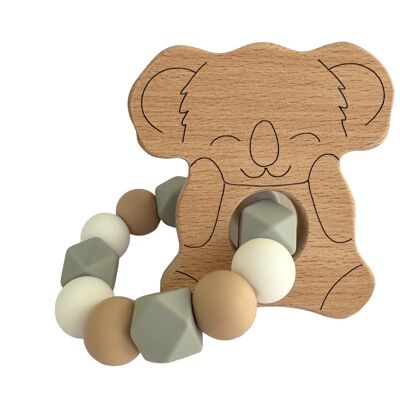 Sonaglio in legno e silicone per neonati - koala