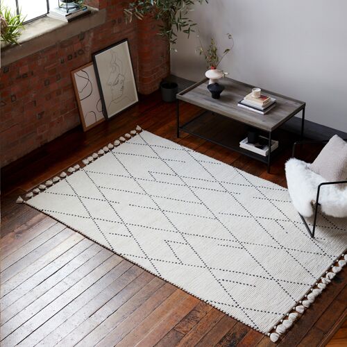 Nepal 120x170cm Cream/Black Linear Rug