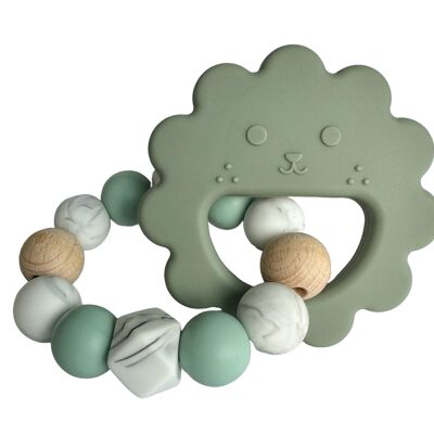 Silicone rattle for babies - green cookie