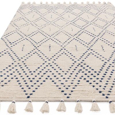 Nepal 120x170cm Cream/Blue Diamond Rug