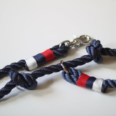 Retriever leash "sea blue" - 3-way adjustable retriever leash 2.5m long - without name tag