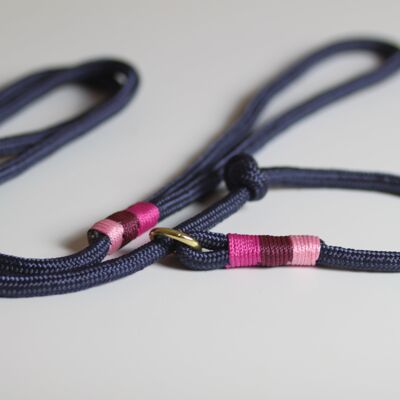 Retriever leash "girly-blue" - simple retriever leash with hand strap 1.5m long - with name tag