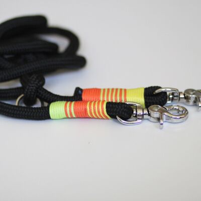 Leash "black-colored" - 3-way adjustable leash 2.5m long - without name tag