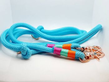 Laisse "turquoise" - Laisse réglable en 3 positions de 2,5 m de long - avec porte-nom