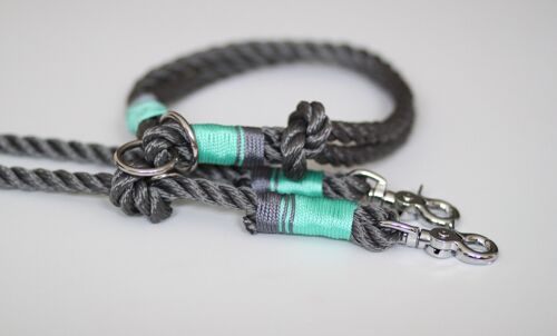 Set "mint" mit Leine und Halsband - Einfache Leine mit Handschlaufe 1.5m - Ohne Namensschild