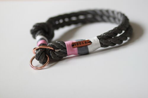 Halsband „rosa-grau“ - Mit Namensschild