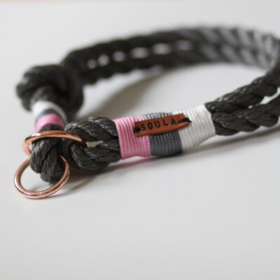 Collar "pink-grey" - With name tag