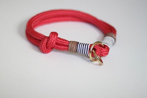 Halsband „rot-maritim“ - Mit Namensschild