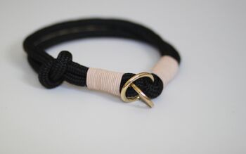 Set "cuir-noir" avec laisse et collier - laisse simple avec dragonne 1,5m - sans porte-nom 2