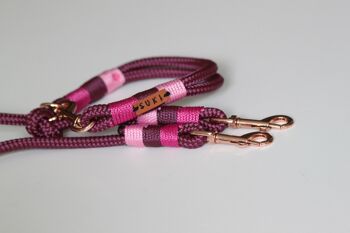 Ensemble "bordeaux-rose" avec laisse et collier - laisse simple avec dragonne 1,5m - sans porte-nom 2