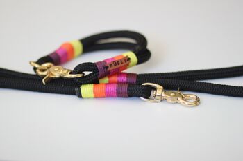 Ensemble "arc-en-ciel" avec laisse et collier - laisse réglable deux fois, 2m de long - avec porte-nom 1