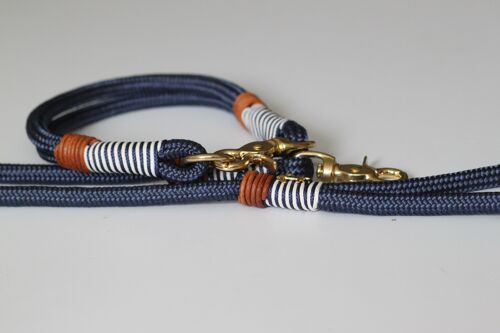 Set "blau-maritim" mit Leine und Halsband - Einfache Leine mit Handschlaufe 1.5m - Ohne Namensschild
