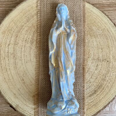 Madonna (Virgin Mary) in wax, pearly Marian Blue, Gold