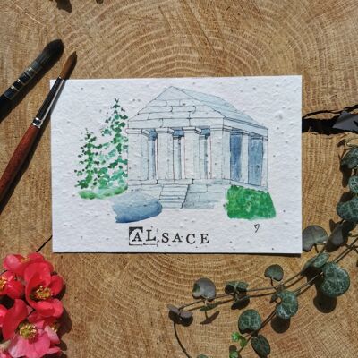 Zero-waste illustration with GPS coordinates - Temple du Donon - Alsace