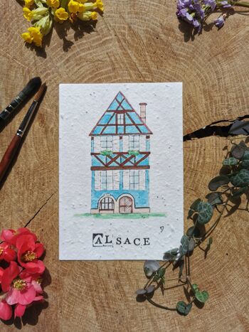 Illustration Zéro-déchet avec coordonnées GPS - Maison à colombages - Alsace 1