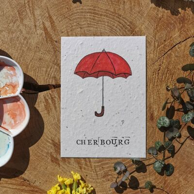 Zero-waste illustration with GPS coordinates - Umbrella of Cherbourg