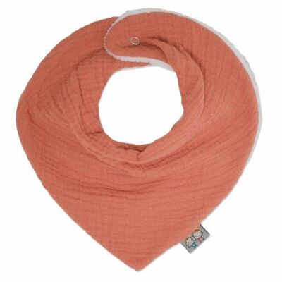 Bavaglino bandana in garza di cotone rosa, Made In France, Jeanne