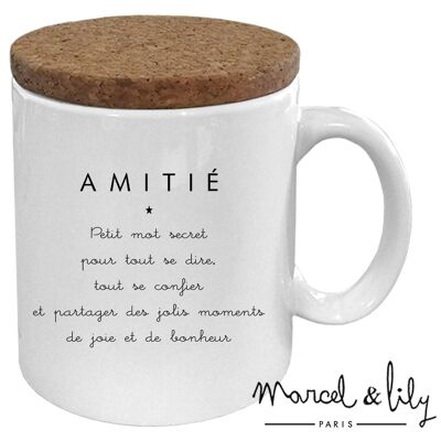 Mug with its cork lid “Friendship”