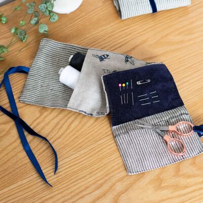 Folding Linen Sewing Kit With Notions
