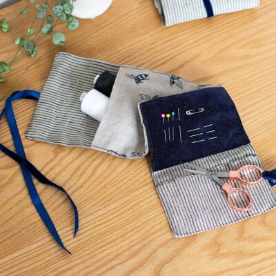 Kit de couture en lin pliable avec mercerie
