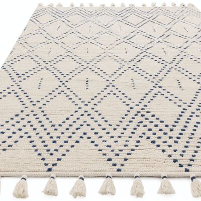 Tapis fait main Nepal 160x230cm Cream/Blue Diamond, laine