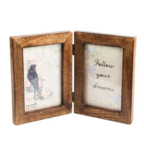 Double Dark Wood Photo Frame