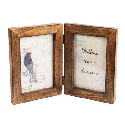 Double Dark Wood Photo Frame