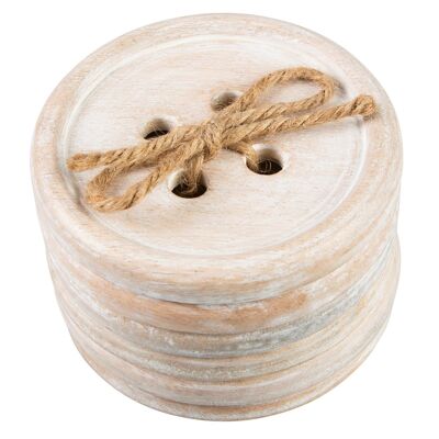 Wooden Button Coaster - Set of 6