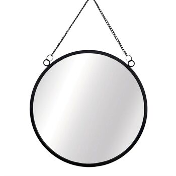 Miroir rond noir de jais