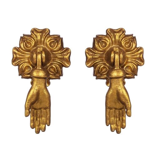 Gold Hands Pendant Drawer Knobs - Set of 2