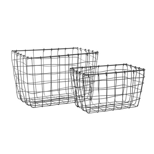 Industrial Wire Baskets Set of 2