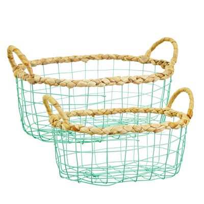 Green Wire Storage Basket - Set of 2