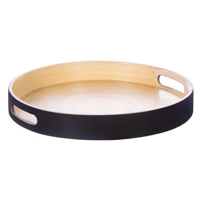 Plateau rond en bambou noir